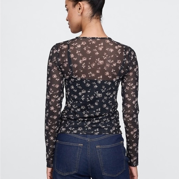 Floral Black Sheer Women's Top - Picture 2 of 6